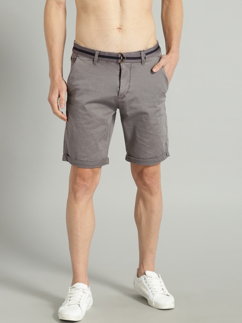 

Roadster Men Grey Solid Chino Shorts