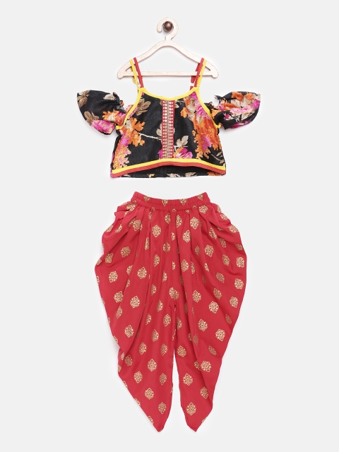 

Twisha Girls Red & Red Printed Top with Dhoti Pants