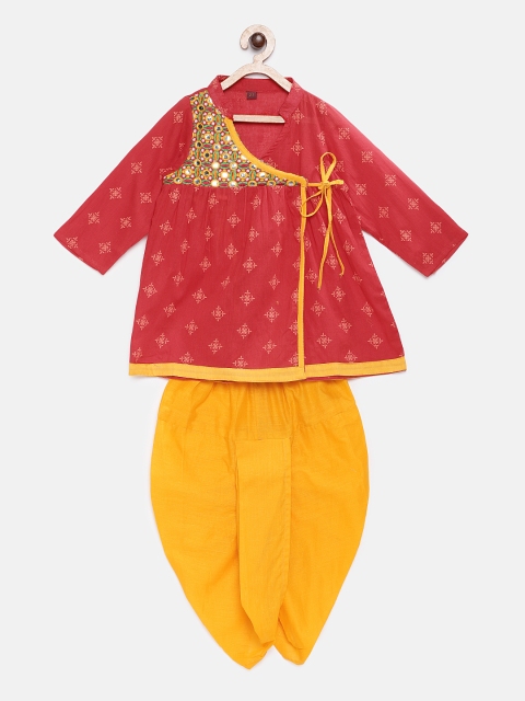 

Twisha Boys Red & Yellow Printed Kurta with Dhoti Pants