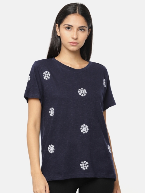 

Van Heusen Woman Women Navy Blue Embroidered Tp