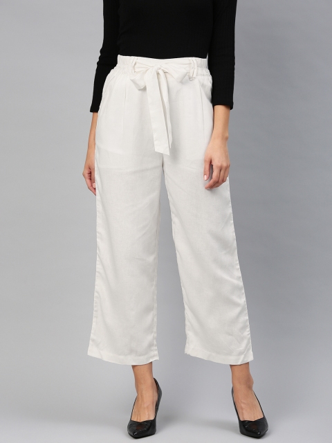 

Van Heusen Woman Women White Regular Fit Solid Parallel Trousers