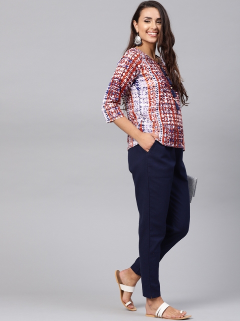 

Jaipur Kurti Women White & Red Printed Top