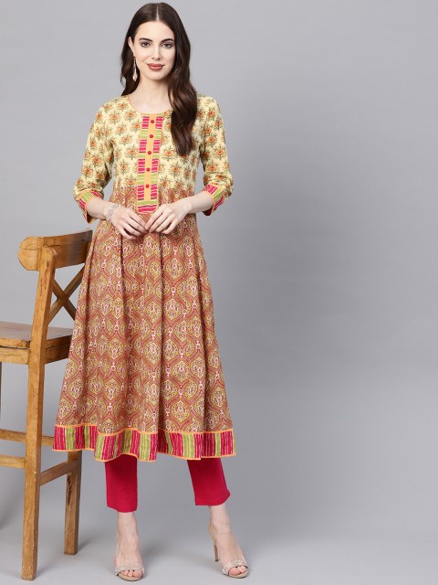 

Jaipur Kurti Women Green & Pink Printed Kurta with Trousers