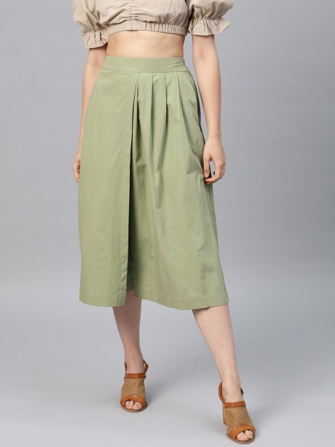 

SASSAFRAS Women Green Regular Fit Solid Culottes
