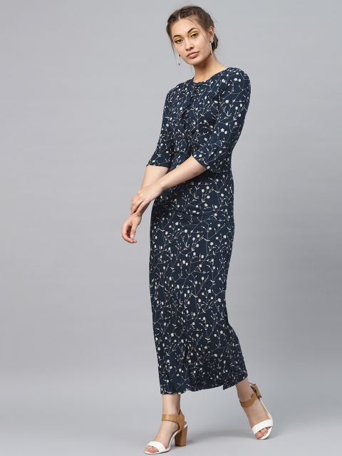 

SASSAFRAS Women Navy Blue Printed Maxi Dress