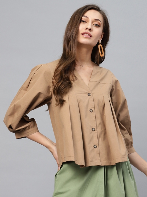 

SASSAFRAS Women Brown Solid A-Line Top