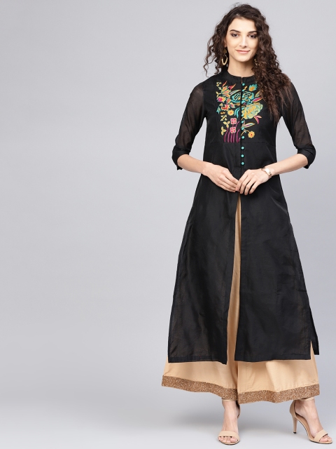 

SASSAFRAS Women Black Yoke Design A-Line Kurta