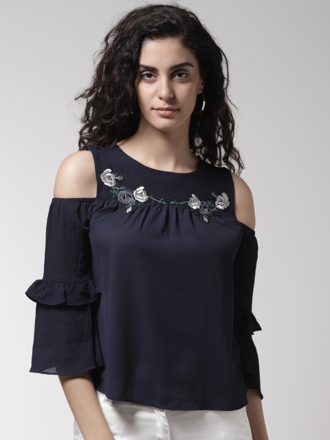 

Madame Women Navy Blue Solid Top