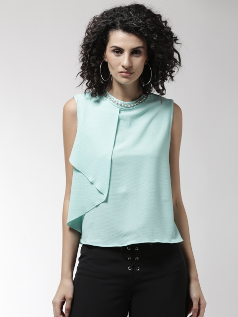 

Madame Women Green Solid Layered Regular Top