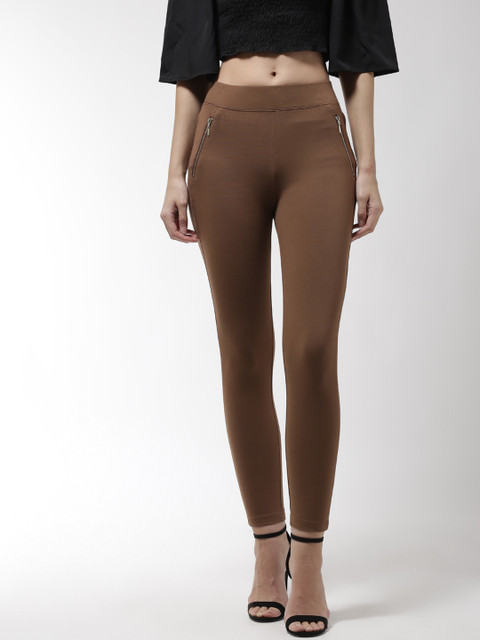 

Madame Women Brown Solid Treggings