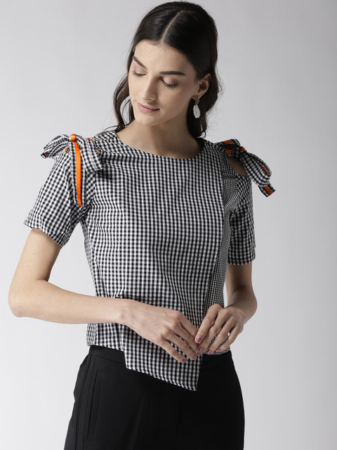 

Madame Women Black & White Checked Top