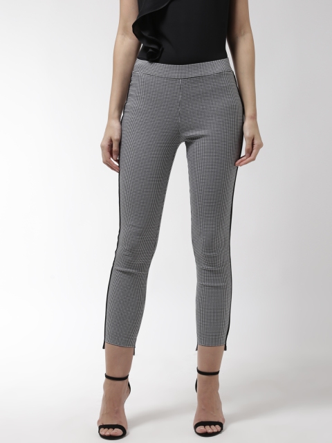 

Madame Women Black & White Checked Cropped Treggings