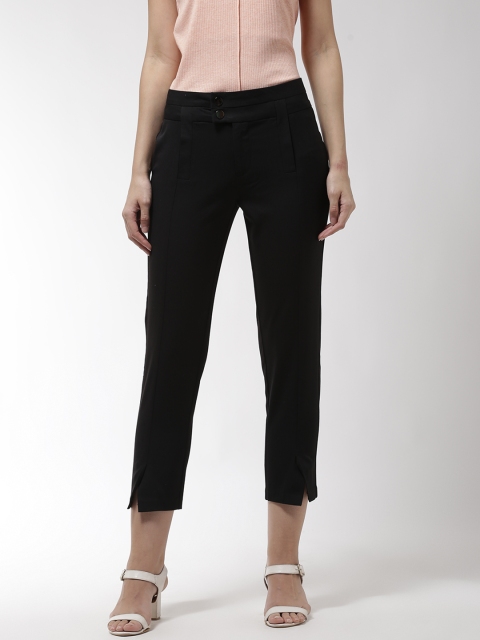 

Madame Women Black Regular Fit Solid Cropped Trousers