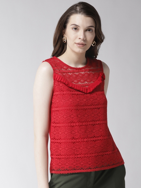 

Madame Women Red Self Design Top