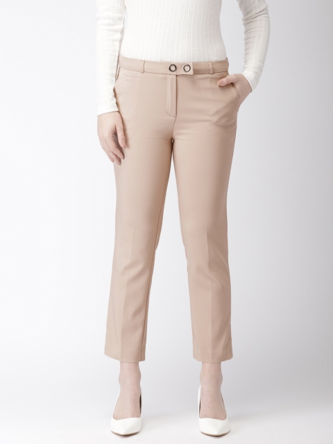 

Madame Women Beige Regular Fit Solid Ankle length Regular Trousers