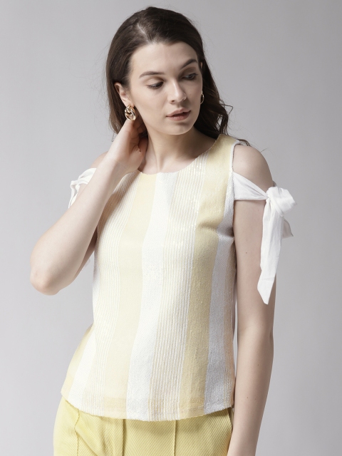 

Madame Women Off-White Striped Top
