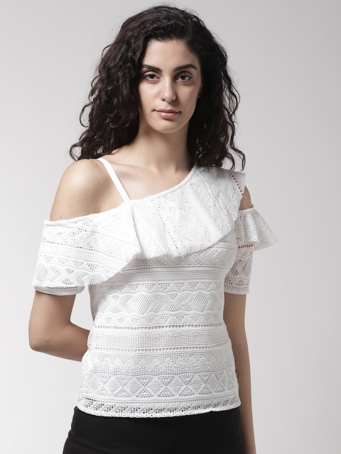 

Madame Women White Self Design Top