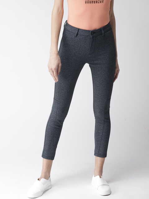 

Madame Women Navy Blue Regular Fit Solid Cropped Trousers
