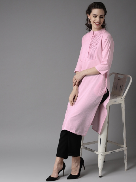 

Moda Rapido Women Pink Solid Straight Kurta