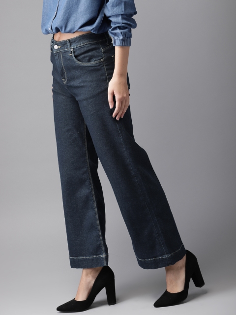 

HERE&NOW Women Navy Blue Regular Fit Mid-Rise Clean Look Stretchable Jeans