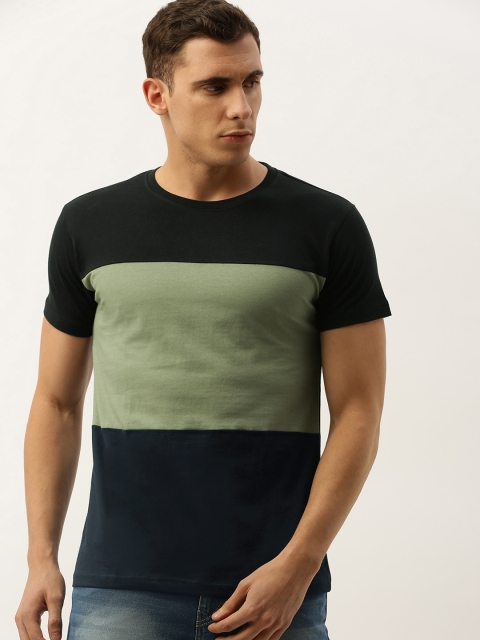 

DILLINGER Men Black & Green Colourblocked Round Neck T-shirt