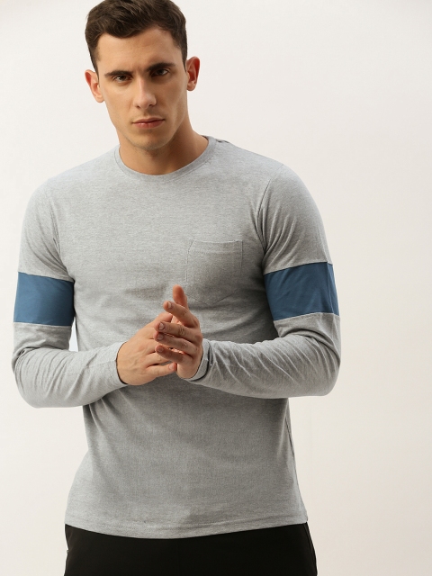 

DILLINGER Men Grey Melange Solid Round Neck Pure Cotton T-shirt