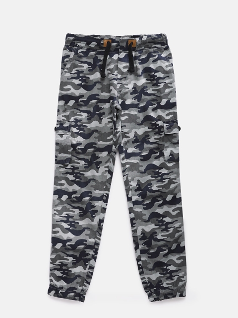

chopper club Boys Grey & Black Relaxed Printed Regular Fit Cargos