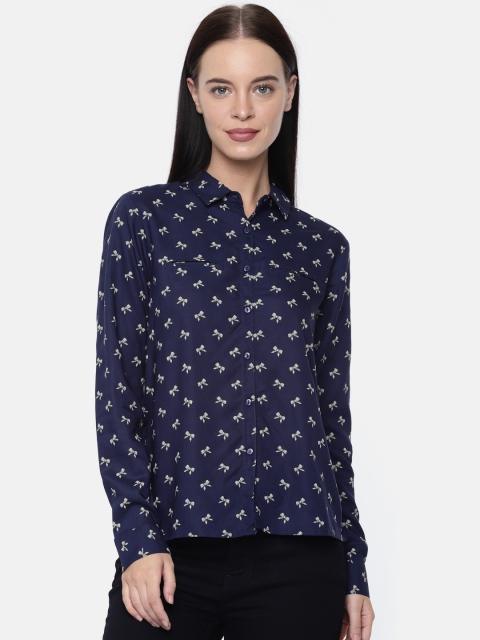 

People Women Navy Blue Printed Shirt