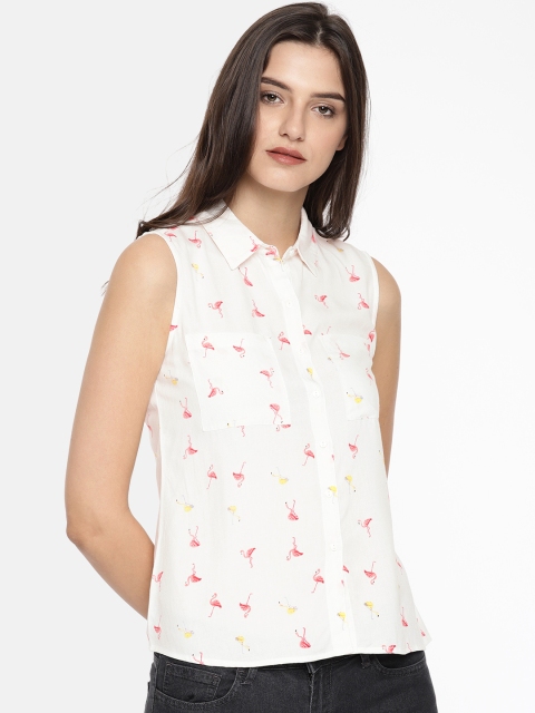 

People Women Off-White Regular Fit Printed Casual Shirt