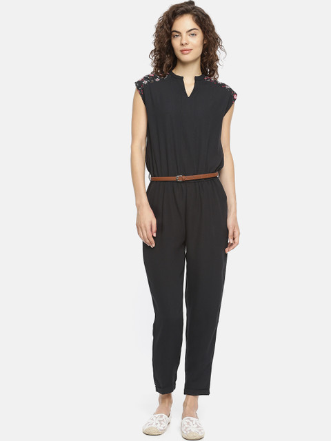 

People Black Solid Basic Jumpsuit