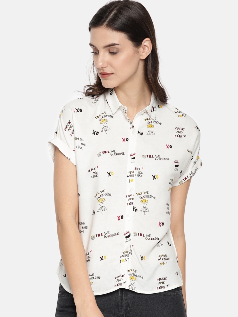 

People Women Off-White Regular Fit Printed Casual Shirt