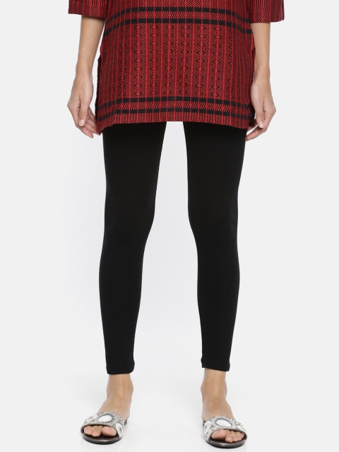 

People Women Black Solid Leggings
