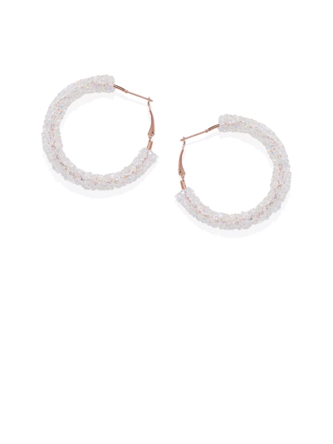 

Golden Peacock Gold-Plated & White Circular Hoop Earrings