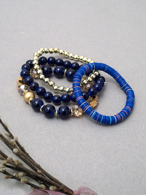 

Golden Peacock Blue Alloy Gold-Plated Multistrand Bracelet