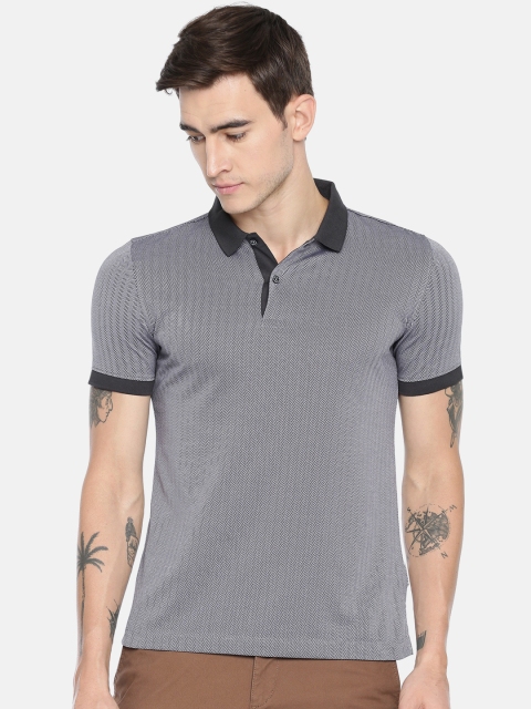 

Van Heusen Men Grey Self Design Polo Collar T-shirt