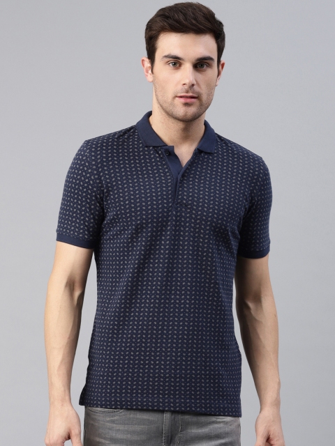 

Van Heusen Men Navy Blue Printed Polo Collar T-shirt