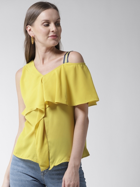 

Madame Women Lime Yellow Solid Layered Top