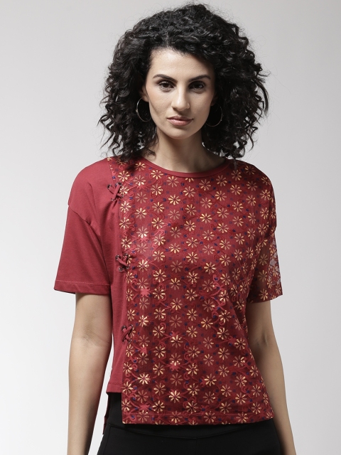 

Madame Women Rust Red Printed Top