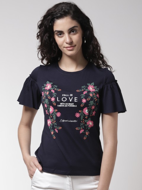 

Madame Women Navy Blue Printed Top