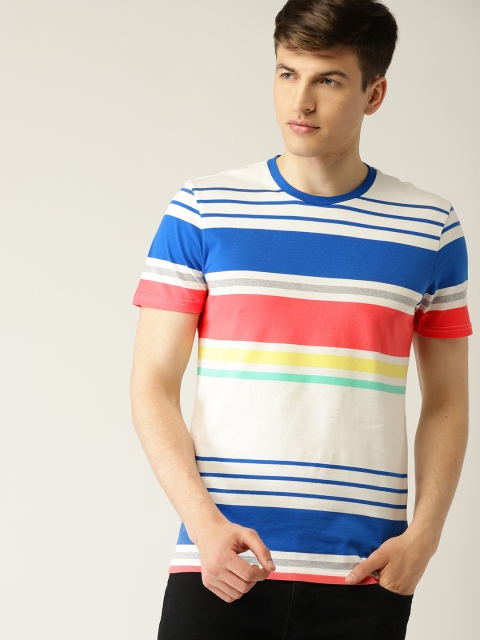 

United Colors of Benetton Men Multicoloured Striped Round Neck T-shirt, Multi