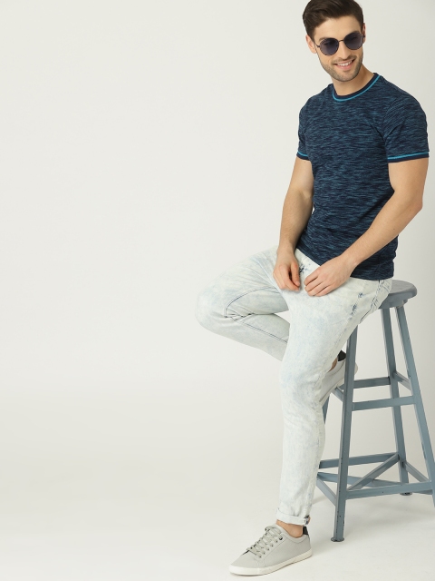 

United Colors of Benetton Men Navy Blue Solid Round Neck T-shirt