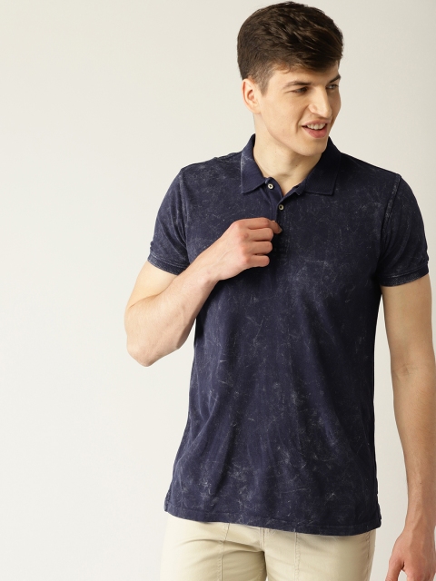 

United Colors of Benetton Men Navy Blue Dyed Polo Collar T-shirt