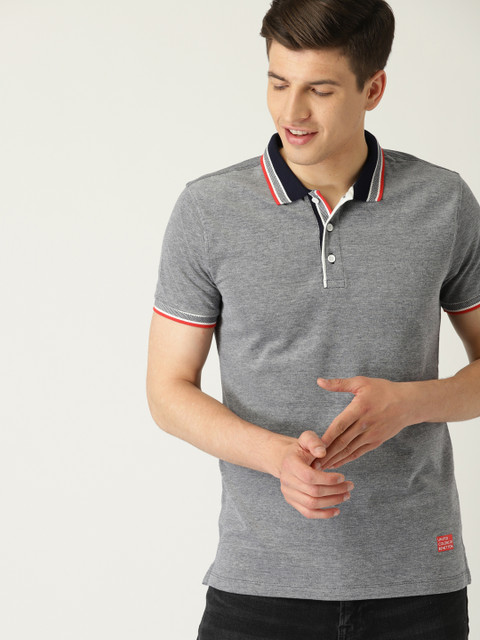 

United Colors of Benetton Men Navy Blue Solid Polo Collar T-shirt
