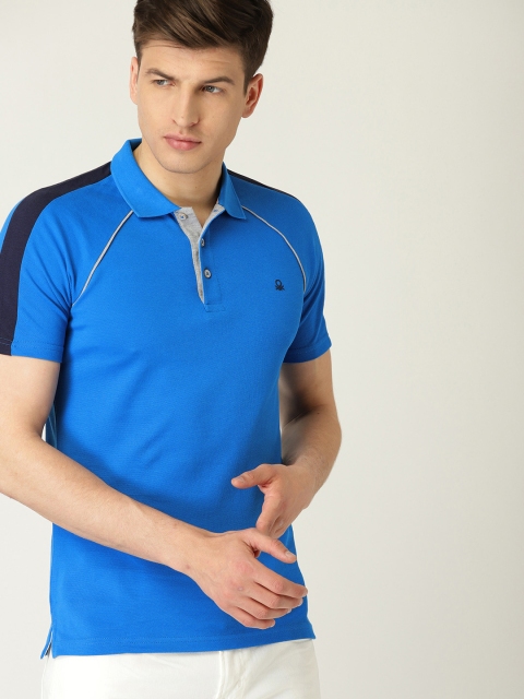 

United Colors of Benetton Men Blue Solid Polo Collar T-shirt
