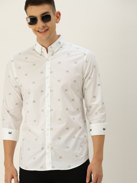 

United Colors of Benetton Men White Slim Fit Self Design Casual Shirt