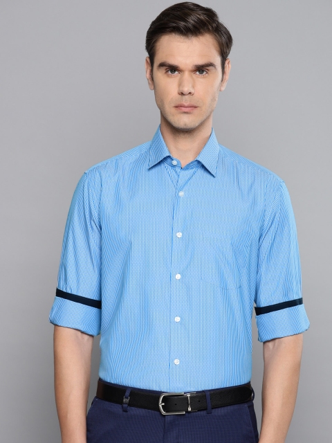 

Louis Philippe Men Blue & White Slim Fit Striped Smart Casual Shirt