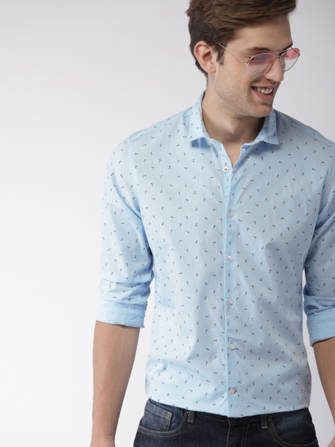 

Mast & Harbour Men Blue Slim Fit Printed Casual Shirt