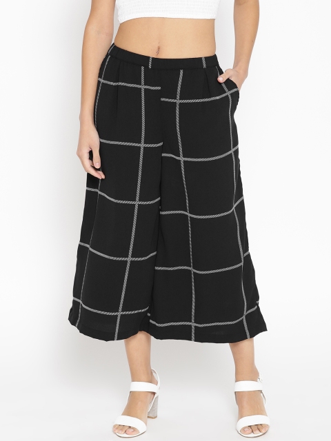

HERE&NOW Women Black & White Regular Fit Checked Culottes