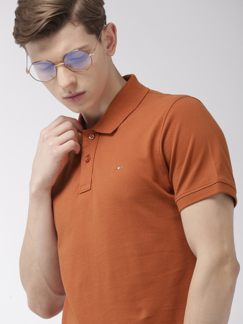 

Harvard Men Brown Solid Polo Collar Pure Cotton T-shirt