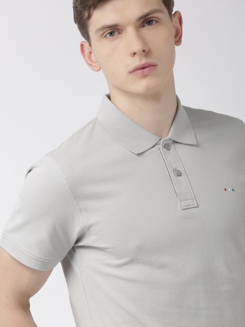 

Harvard Men Grey Solid Polo Collar Pure Cotton T-shirt
